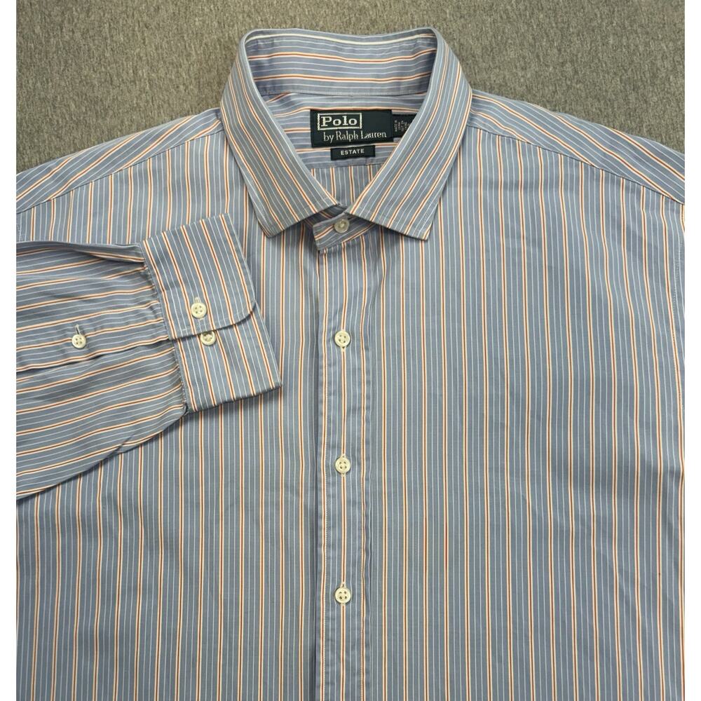 Polo Ralph Lauren Shirt Mens 18 - 36/37 Striped 100% Cotton Button Up
